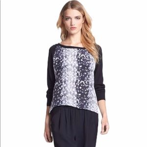 Joie Malena Silk Cashmere Snow Leopard Sweater Sm Animal Print Lightweight EUC